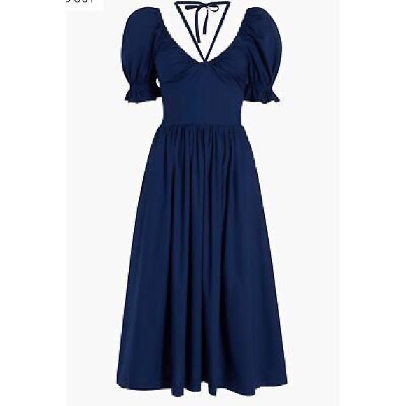 Hill House The Ophelia Dress Navy Poplin - Picture 3 of 6